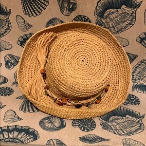 Chico’s Straw Sun Hat with Beaded Trim